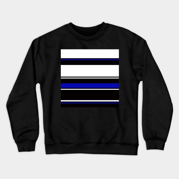White, black and blue stripes Crewneck Sweatshirt by TiiaVissak